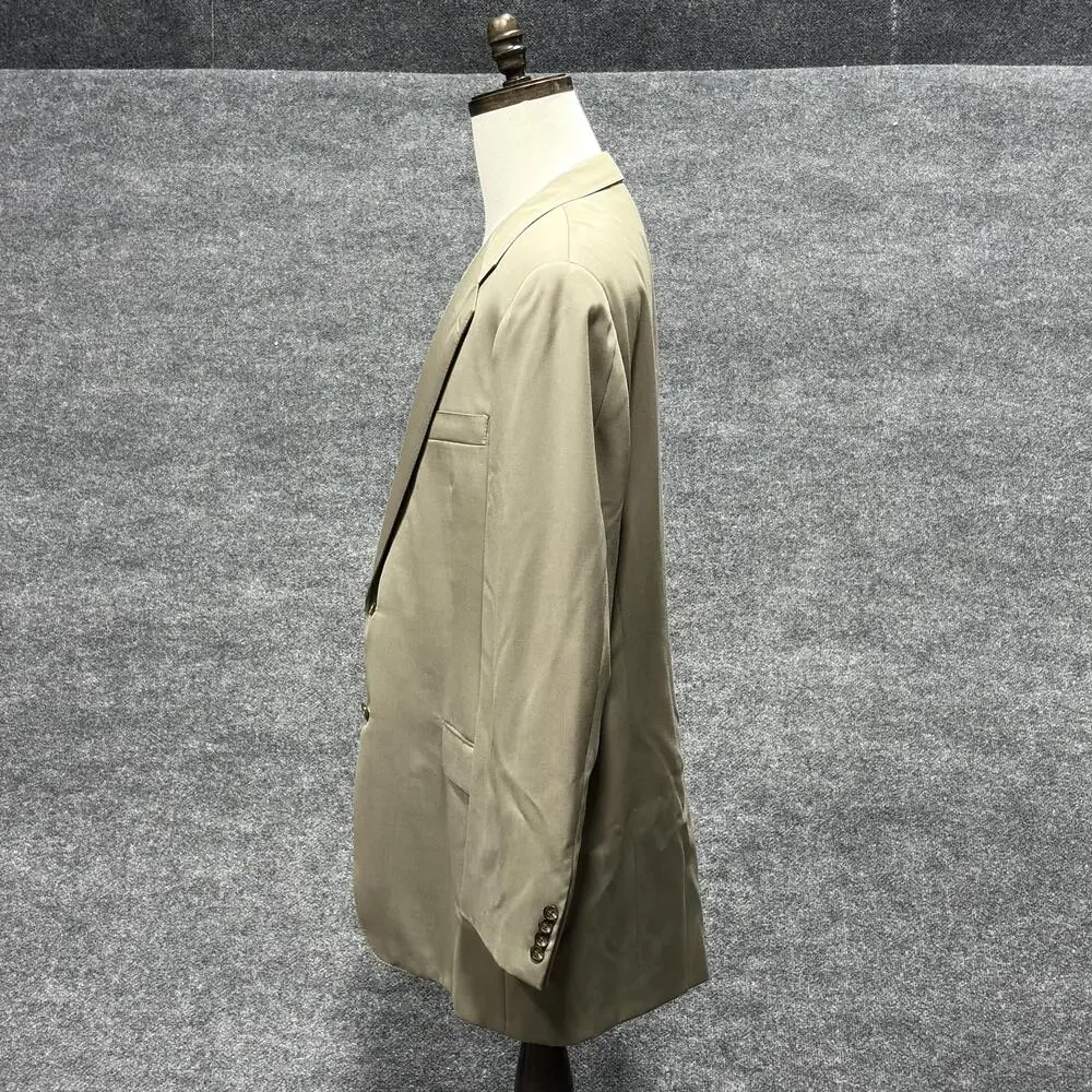 Vintage Hickey Freeman Blazer Mens 46 Long Taupe 100% Wool Boardroom Union USA